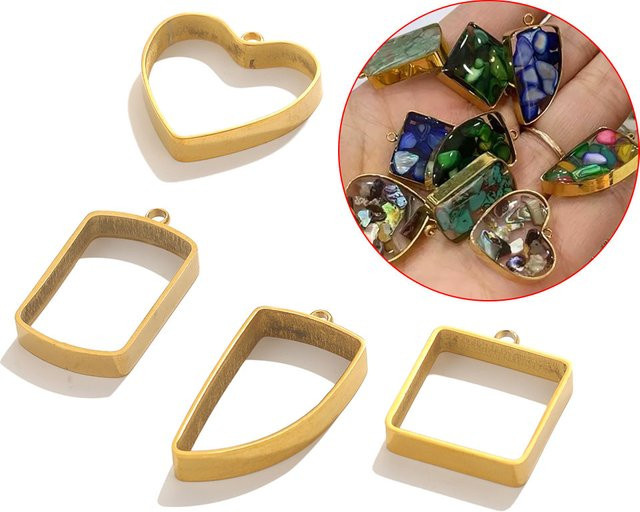 baizzx Charms Anhänger, Edelstahl, Gold, Unisex - Bild 1