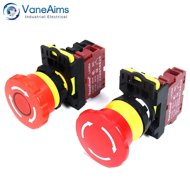 VaneAims LA36M Not-Aus-Schalter mit rotem Pilzkopf, abschließbarer Druckknopf, 22 mm, 10 A, 12 V / 24 V / 220 V - Bild 3