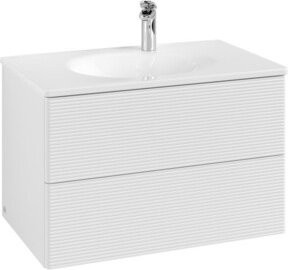 V&B Waschtischunterschrank Antao mit Auszugbeleuchtung und Frontstruktur, Farbe: Weiß, B/T/H: 79 x 50 x 50 cm - Bild 1