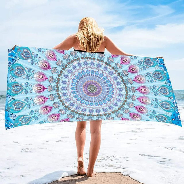 VIKAMA Mandala Bohemian Flanell-Decke in Multicolour für Yoga, Meditation und Strand, B/B: 140 x 70 cm - Bild 1