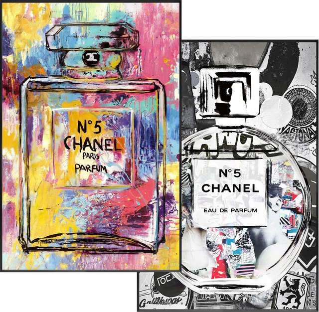 Wandbild Lady Parfum Flacon in Bunt und Schwarz aus Glas und Kunststoff - Bild 1