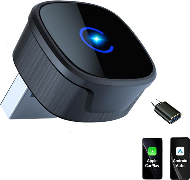 Neelyke 2-in-1 Kabelloser CarPlay und Android Auto Adapter in Schwarz, Universelle Plug & Play Verbindung für iOS und Android - Bild 1