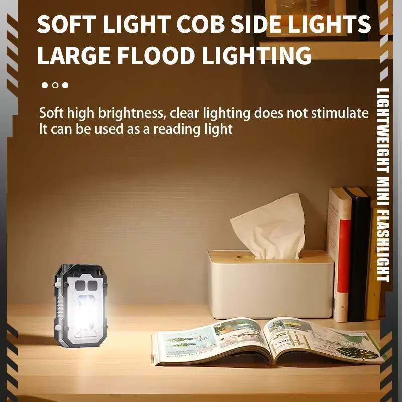 Heinast LED EDC Schlüsselbund Taschenlampe mit COB Seitenlicht, wiederaufladbar und wasserdicht, Schwarz - Bild 3