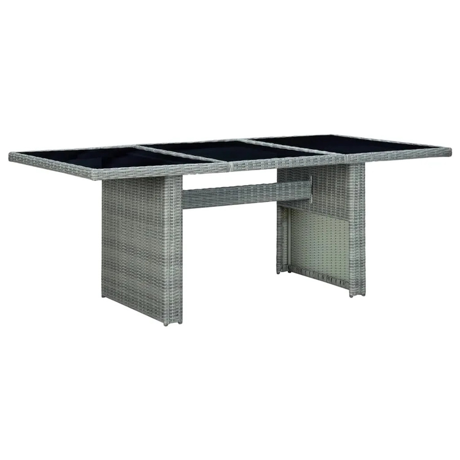 vidaXL Gartentisch aus Poly Rattan und Hartglas in Hellgrau und Schwarz für den Außenbereich B/T/H: 200 x 100 x 74 cm - Bild 2