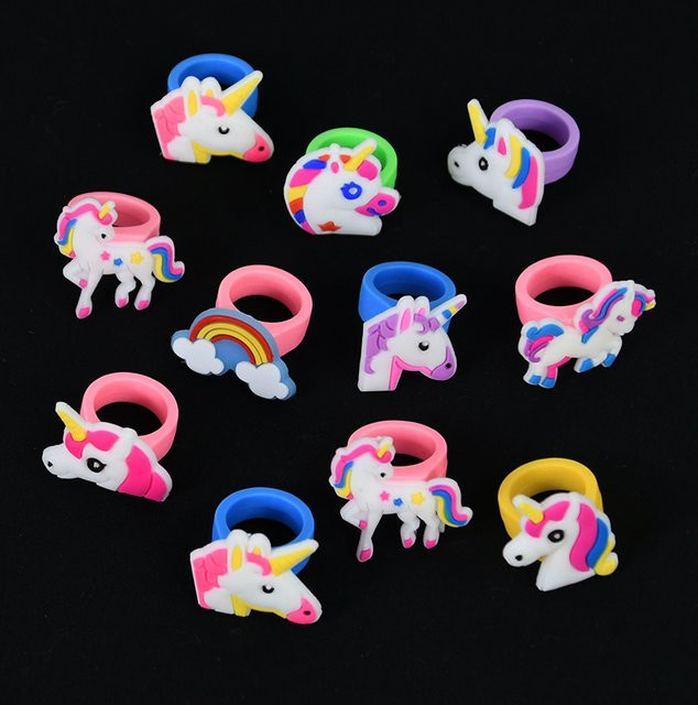 ZQNYCY Ringe, Gummi, Regenbogen Einhorn, Bunt, Kinder - Bild 1