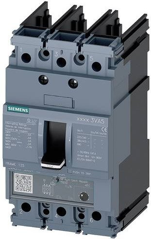 Siemens 3VA5110-4EF31-0AA0 Leistungsschalter in Grau mit einem Einstellbereich von 70 - 100A und einer Schaltspannung von bis zu 690 V/AC oder 500 V/DC - Bild 1