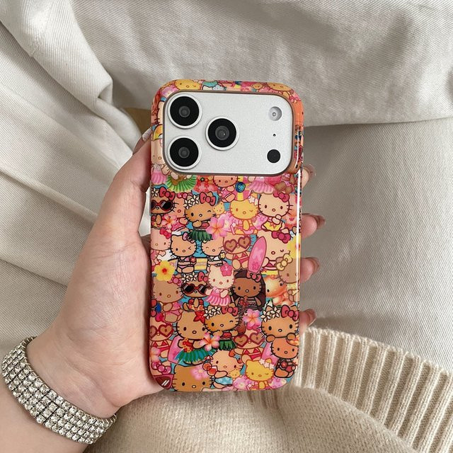 Sanrio Hello Kitty Handyhülle im Hawaii-Design für iPhone 17 16 15 14 Pro Max, stoßfeste Hartschale, mehrfarbig - Bild 1