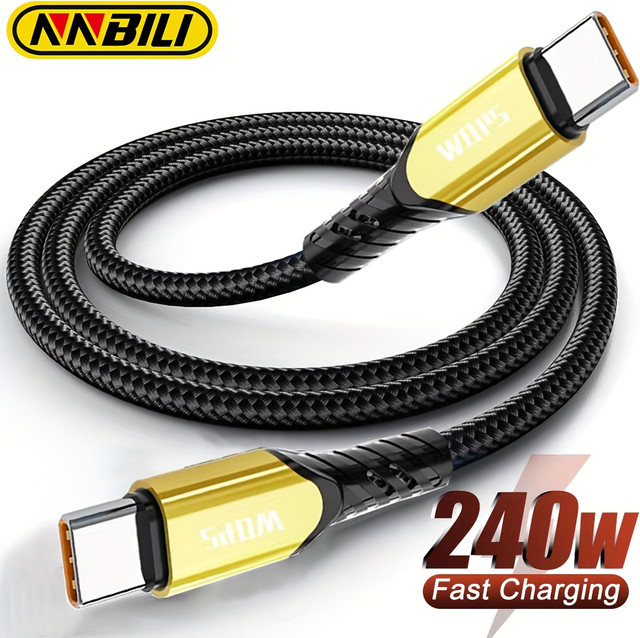 NNBILI USB-C zu USB-C Kabel 240W PD Schnellladekabel QC4.0 für MacBook Samsung iPhone in Schwarz und Blau - Bild 1