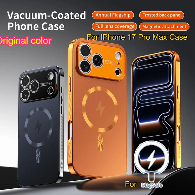 Magnetische iPhone Handyhülle mit MagSafe und Kameraobjektiv-Schutz in Orange - Bild 1