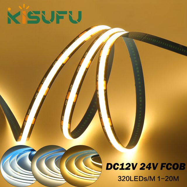 KISUFU COB-LED-Streifen mit schwarzer Leiterplatte, CCT dimmbar, CRI 90+, 8 mm Breite - Bild 1