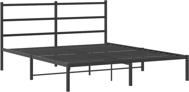 vidaXL Bettgestell aus Stahl mit Kopfteil in Schwarz, B/T/H: 150 x 200 x 90 cm - Bild 1
