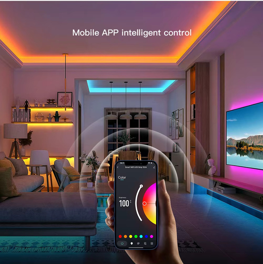 YSRSAI Tuya WiFi RGB COB LED-Streifen mit 576 LEDs, dimmbar, USB-Anschluss, intelligente Sprachsteuerung für Alexa und Google Assistant, Multicolour TV-Hintergrundbeleuchtung zur Raumdekoration - Bild 3
