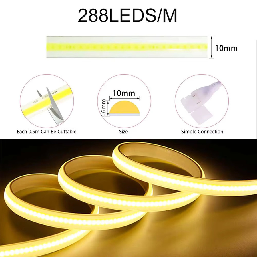 YSRSAI COB LED Streifen Zigbee 3.0 220 V mit 288 LEDs/m, Wasserdichtes LED Band in Weiß, kompatibel mit Tuya App und Amazon Alexa - Bild 4