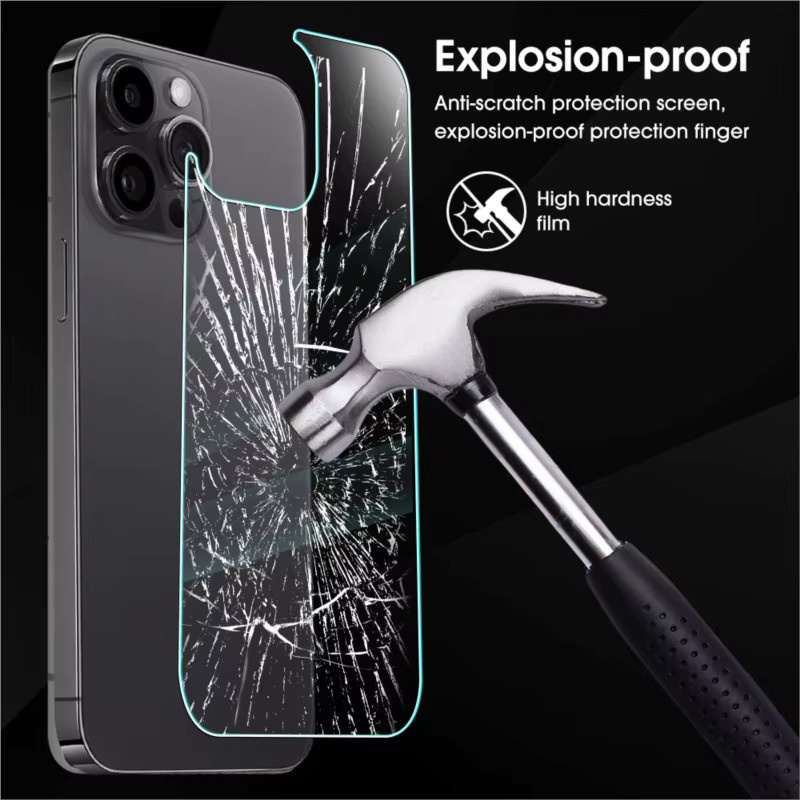 Fudusaidman 3er-Set gehärtetes Glas Rückseiten-Schutzfolie für iPhone 15 Pro Max, 14, 13, 12, 11, transparent - Bild 2