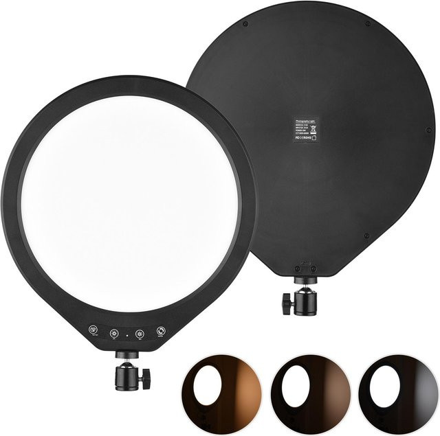 Andoer 10W LED Videoleuchte 12 Zoll Studio Runde Fotografie Fülllicht Schwarz - Bild 1