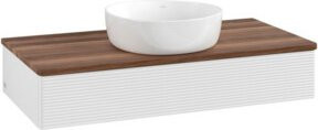 V&B Waschtischunterschrank Antao mit Frontstruktur in Weiß und Walnuss, B/T/H: 100 x 50 x 19 cm - Bild 1