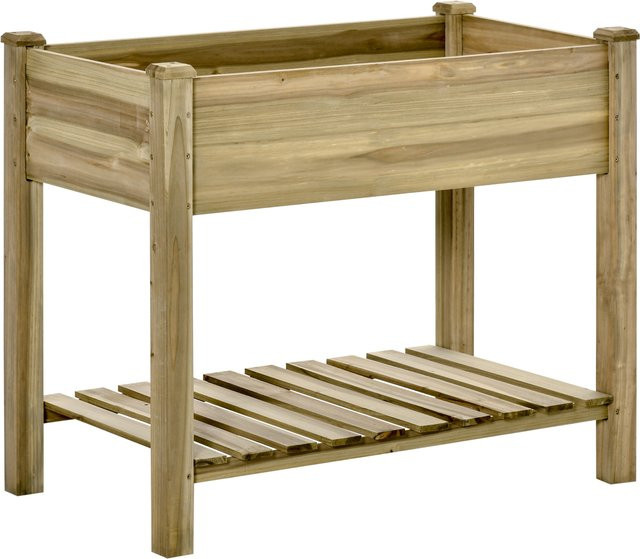 Outsunny Hochbeet aus Tannenholz mit Ablage in Grün, B/T/H: 91 x 51 x 76 cm - Bild 1
