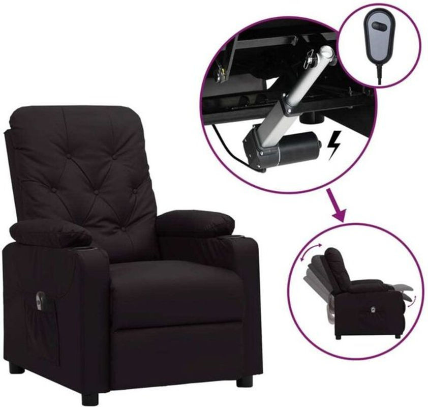 Elektrischer Relaxsessel von vidaxl in Schwarz aus Kunstleder, B/T/H: 78,5 x 93 x 96,5 cm - Bild 1