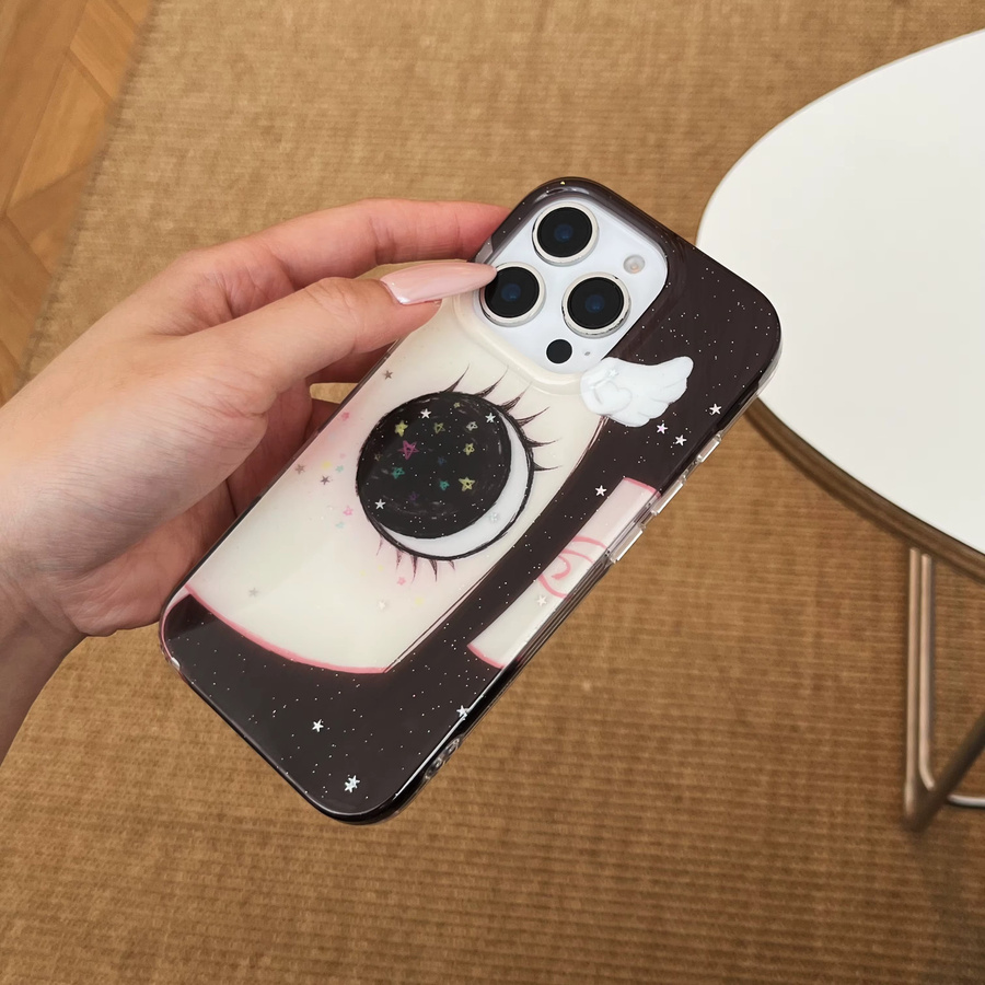 TROPLET Handyhülle im süßen Cartoon-Design mit glitzernden Augen für iPhone 11 bis iPhone 17 Pro Max Plus, Multicolour - Bild 4