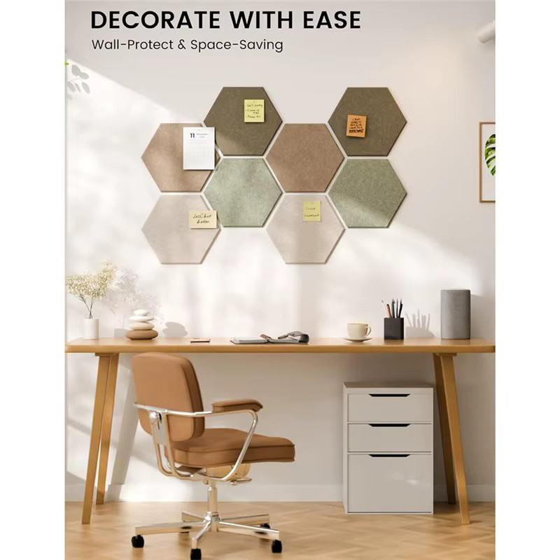 A03F Hexagon Filz-Pinnwandfliesen im 8er-Pack, Mehrfarbig, Ersatz für Korkwand für Büro und Wohnzimmer - Bild 2