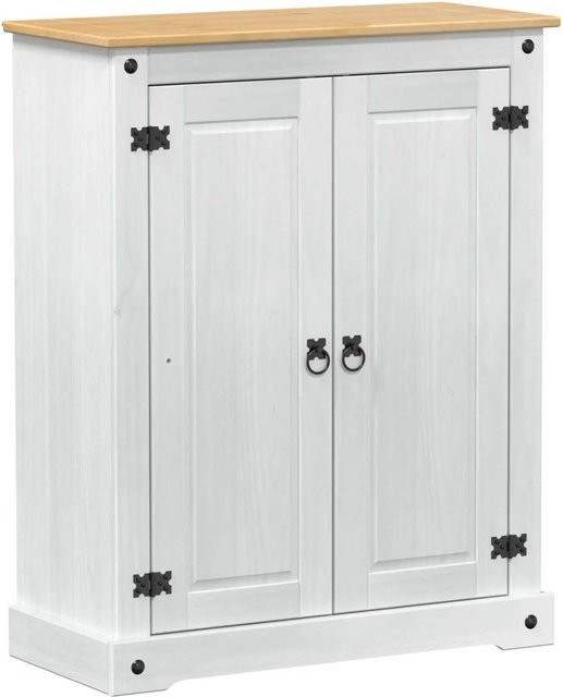 vidaXL Schuhschrank aus massivem Kiefernholz in Weiß, rustikaler Stil, B/T/H: 86 x 38,5 x 108 cm - Bild 1