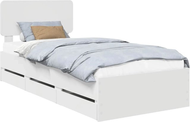 vidaXL Bettrahmen mit Schubladen in Weiß aus Holzwerkstoff B/T/H: 90 x 190 cm - Bild 1