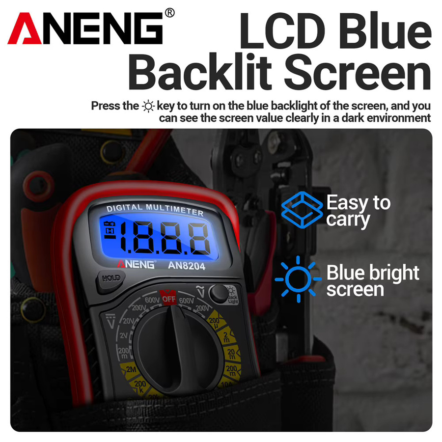 ANENG AN8204 Digitalmultimeter mit 1999 Zählungen für AC/DC Spannung, Strom bis 10 A und Widerstand - Bild 3