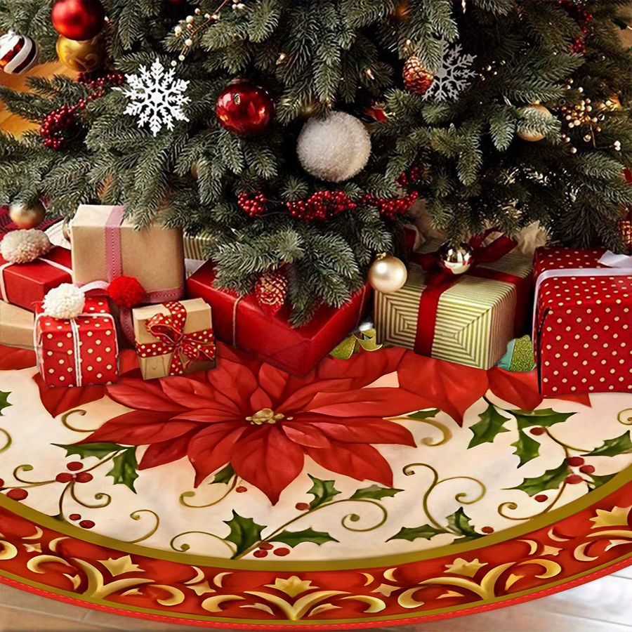 VIKAMA Weihnachtsbaumrock mit rundem Kissen in Multicolour und floralem Design - Bild 4