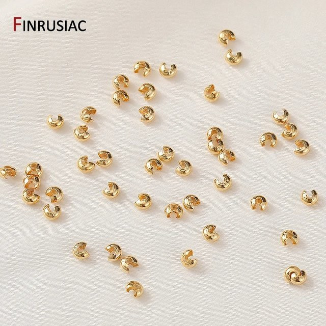 FINRUSIAC Crimp End Perlen, 14 Karat vergoldetes Messing, 3/4/5mm - Bild 1