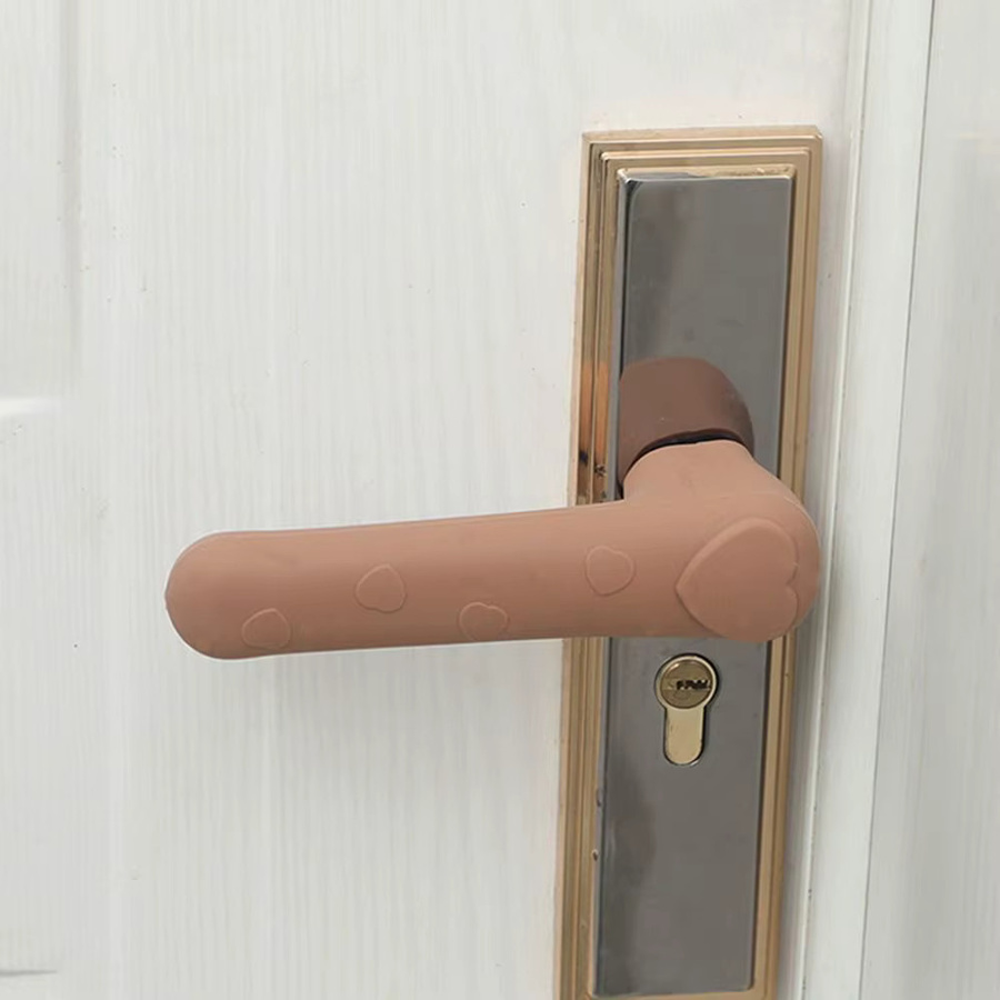 Silikon Türknauf Abdeckung in Beige als Schutzhandschuh für Türgriffe und Wandschutz - Bild 3
