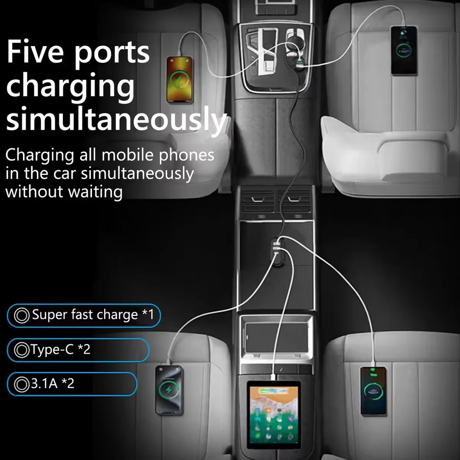 Autoladegerät kebidumei mit 66 W Schnellladung, USB Typ C, 3.1 A, inklusive 1,5 m Verlängerungskabel, Schwarz - Bild 3