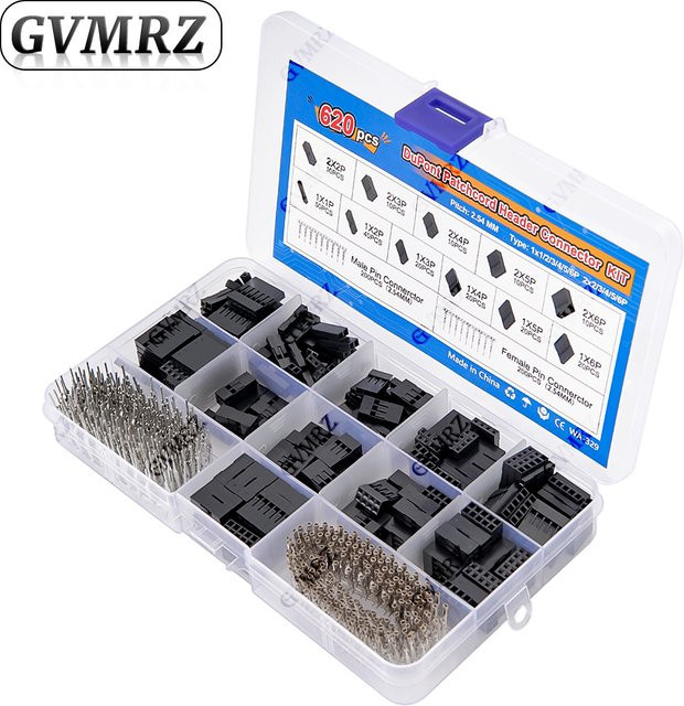 620-teiliges DuPont-Steckverbinder-Set in Schwarz mit 2,54mm Steckern, Buchsen und Pins für dein Elektronik-DIY-Kit - Bild 1