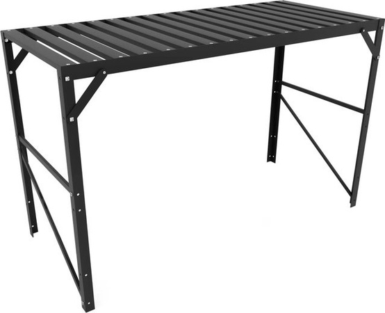 Vitavia Pflanztisch aus Aluminium mit einer Ablage in Schwarz, B/T/H: 121 x 54 x 76 cm