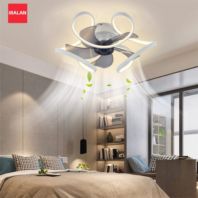IRALAN Intelligenter Deckenventilator mit LED-Lichtsteuerung in Weiß, 6 Geschwindigkeitsstufen und Timer, moderne Deckenlampe für Zuhause und Büro - Bild 1