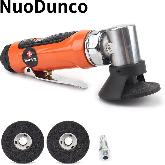 NuoDunco Pneumatischer Mini-Winkelschleifer in Orange mit Harz-Schleifscheibe zum Schleifen von Metall und Holz, Durchmesser: 5,08 cm - Bild 1