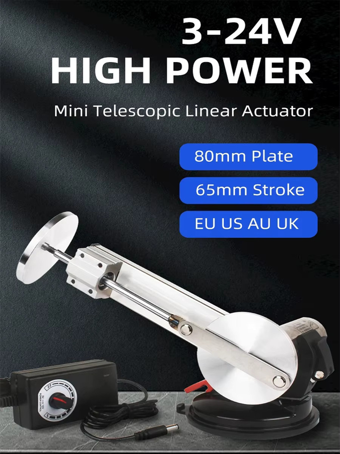 Mini Teleskop Linearantrieb Onkel.J Tisch Hubmechanismus 3-24V DC mit 3XLR Stecker in Silber - Bild 4