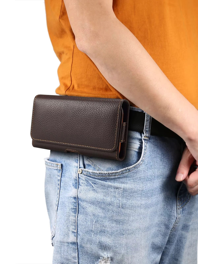 FaLi Qisubao Universeller Hüftgurt aus echtem Leder für iPhone 17, 17 Pro, 17 Air, 17 Pro Max, Samsung und Xiaomi in Schwarz oder Braun - Bild 4
