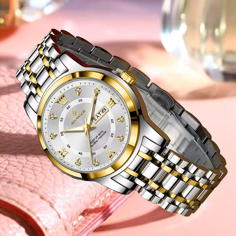 BANGWEI Armbanduhr, Chronograph, Edelstahl, Diamant, Damen - Bild 2