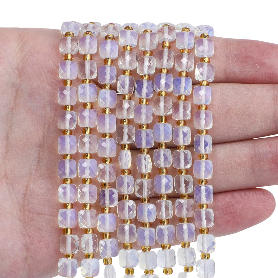 Opal Steinperlen, quadratisch, facettiert, 6 mm - Bild 5
