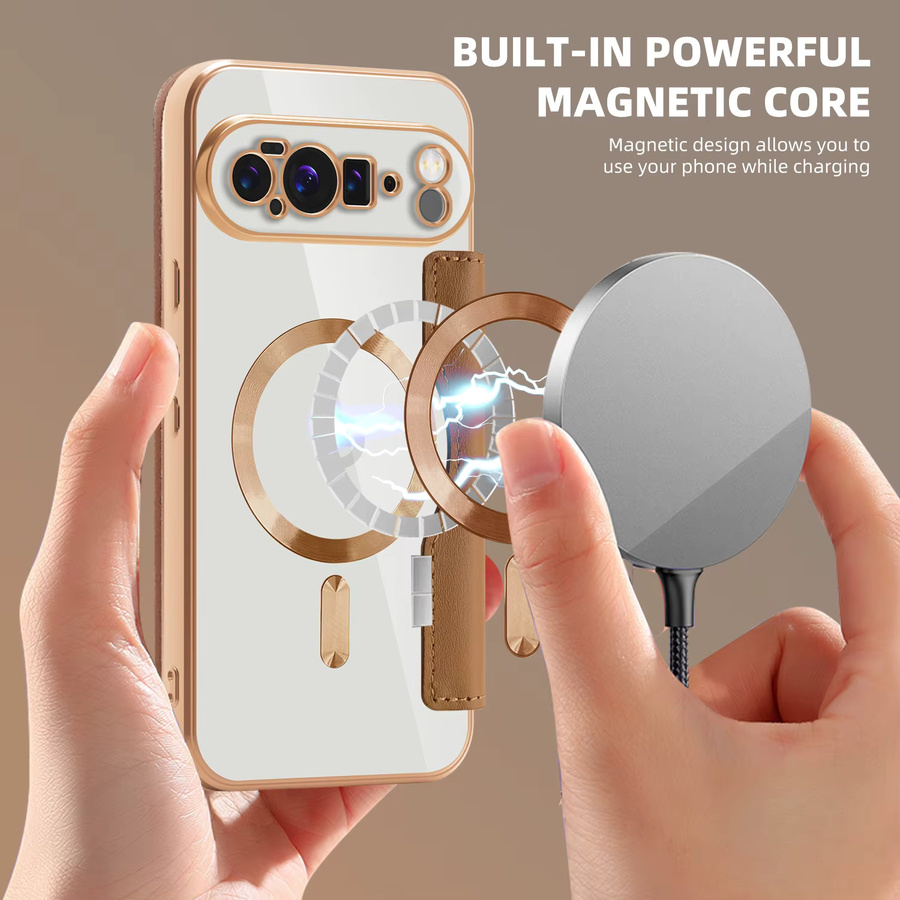 Magnetische PU-Leder-Klapphülle für Google Pixel 7A 8A 9 10 Pro 9A XL mit Kartenfach und Wallet-Funktion in Pink - Bild 4