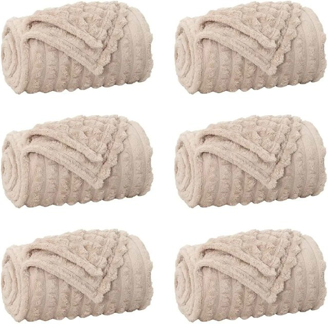6er-Set vidaXL Wohndecken aus Fleece in Beige, B/B: 200 x 150 cm - Bild 1