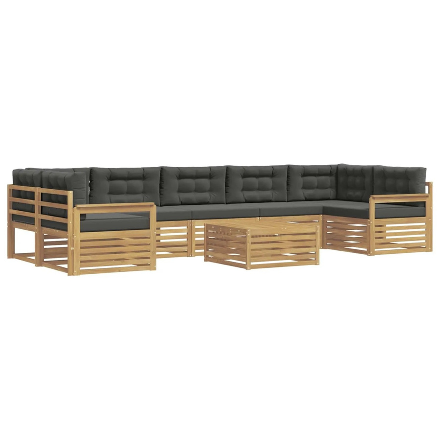 vidaXL Outdoor-Sofagarnitur 8-teilig aus Massivholz Akazie in Weiß und Anthrazit mit Polstern und Armlehnen - Bild 2