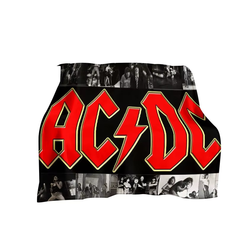 Livrane Retro ACDC Rock Band Flanellblanke in Multicolour, weiche und warme Überwurfdecke für Schlafzimmer, Wohnzimmer oder Camping, B/B/H: 150 x 125 x 1 cm - Bild 2
