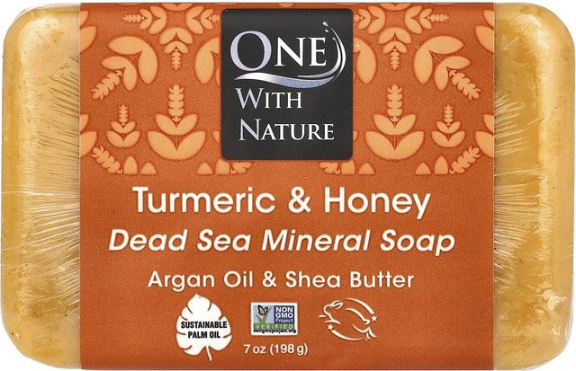 One with Nature Totes Meer Mineral Seifenstück, Kurkuma & Honig, 198 g - Bild 1