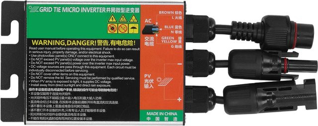 Netzgekoppelter Mikro-Wechselrichter mit MPPT und reiner Sinuswelle, 260W, AC230V, Multicolor - Bild 1