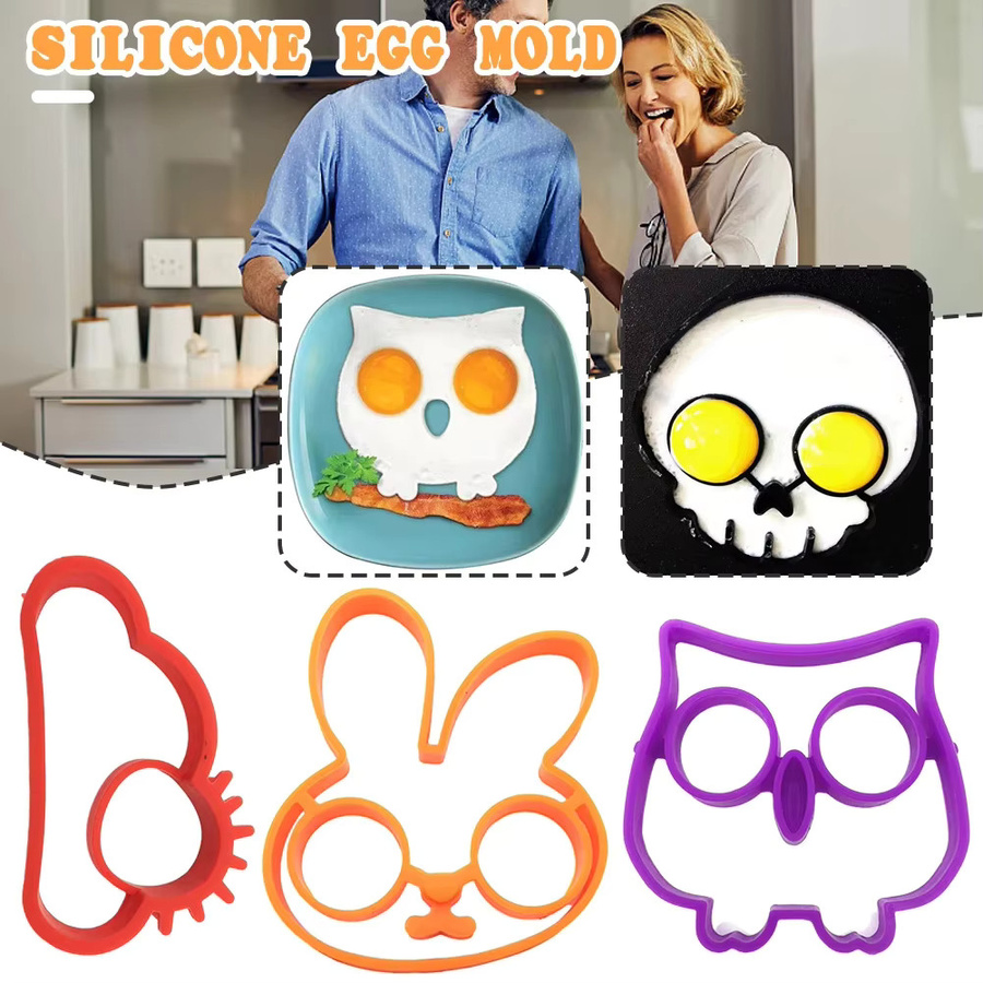 Omelett-Form aus Silikon und Kunststoff für Frühstück, Ei-Ring und Pfannkuchen-Former als Küchenzubehör - Bild 1