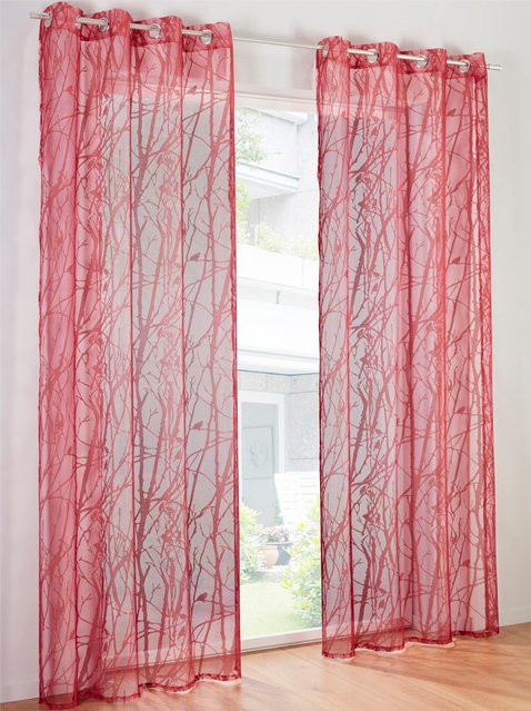 Heine Home Dekostore mit floralem Naturmuster in Transparent und Pink aus Viscose und Polyester - Bild 1