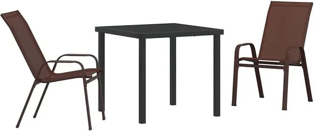 vidaXL 3-teiliges Garten-Esszimmer-Set in Braun aus Textilene und Stahl im modernen Design - Bild 1