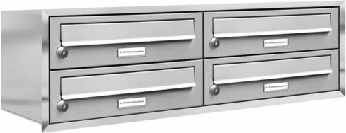 AL Briefkastensystem für 4 Parteien zur Unterputzmontage, Farbe: Silber, B/T/H: 80,6 x 27,5 x 27,0 cm - Bild 1