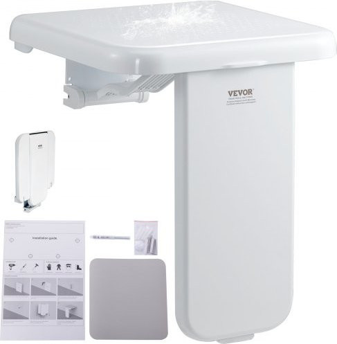 VEVOR Klappbarer Duschsitz aus ABS, wandmontierte Duschbank mit 200 kg Tragkraft, platzsparender Duschstuhl für Senioren und Schwangere, B/T: 40 x 42 cm - Bild 1